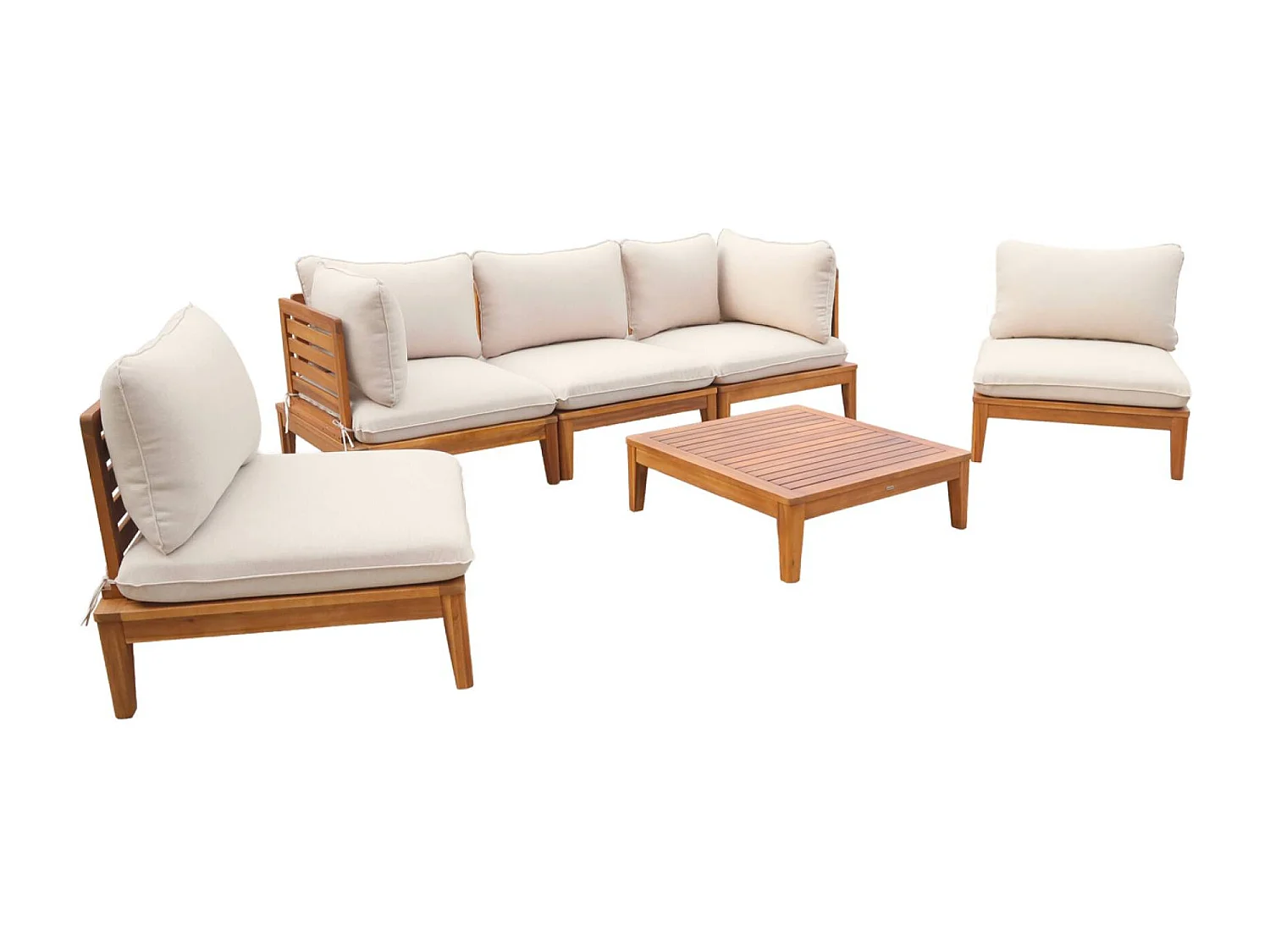 Conjunto de jardín modular de madera de acacia, 5  plazas beige
