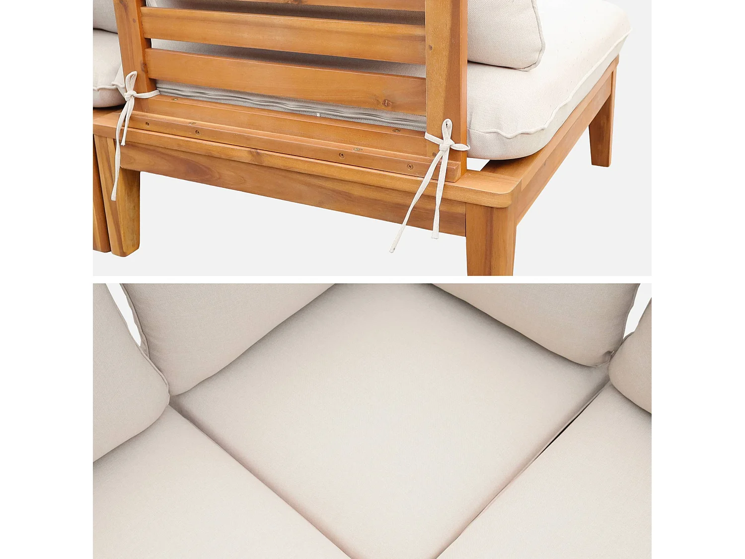 Conjunto de jardín modular de madera de acacia, 5  plazas beige