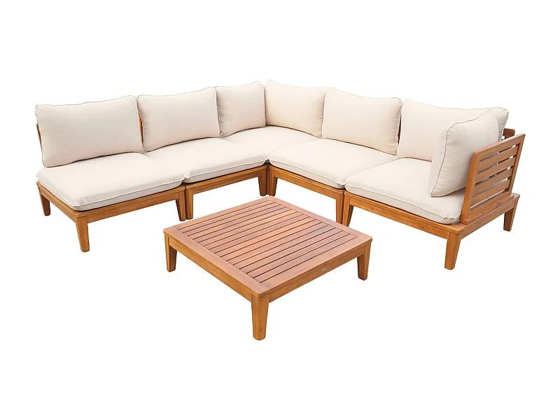 Conjunto de jardín modular de madera de acacia, 5  plazas beige
