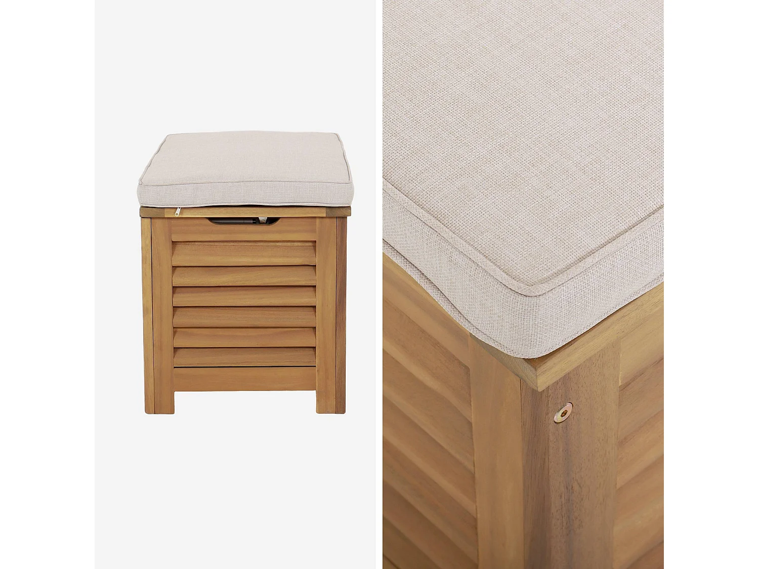 Cassapanca da giardino in legno di acacia con pistoni, 63l, marrone