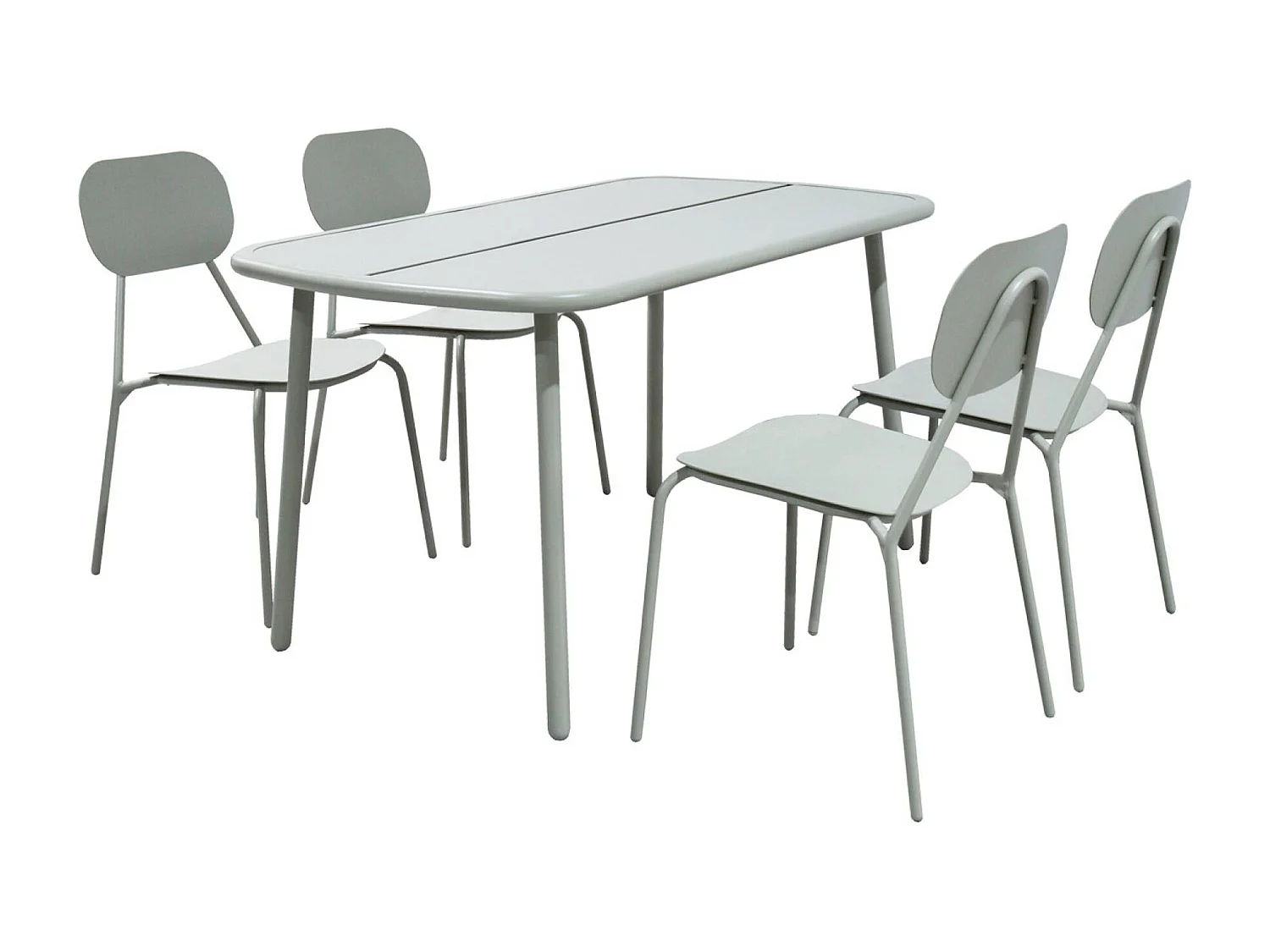 Table de jardin aluminium + 4 assises gris - Avelia