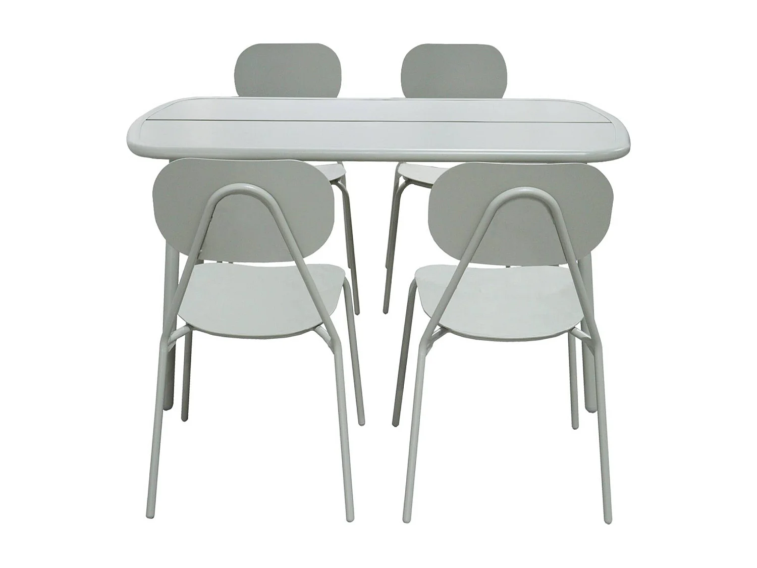 Table de jardin aluminium + 4 assises gris - Avelia