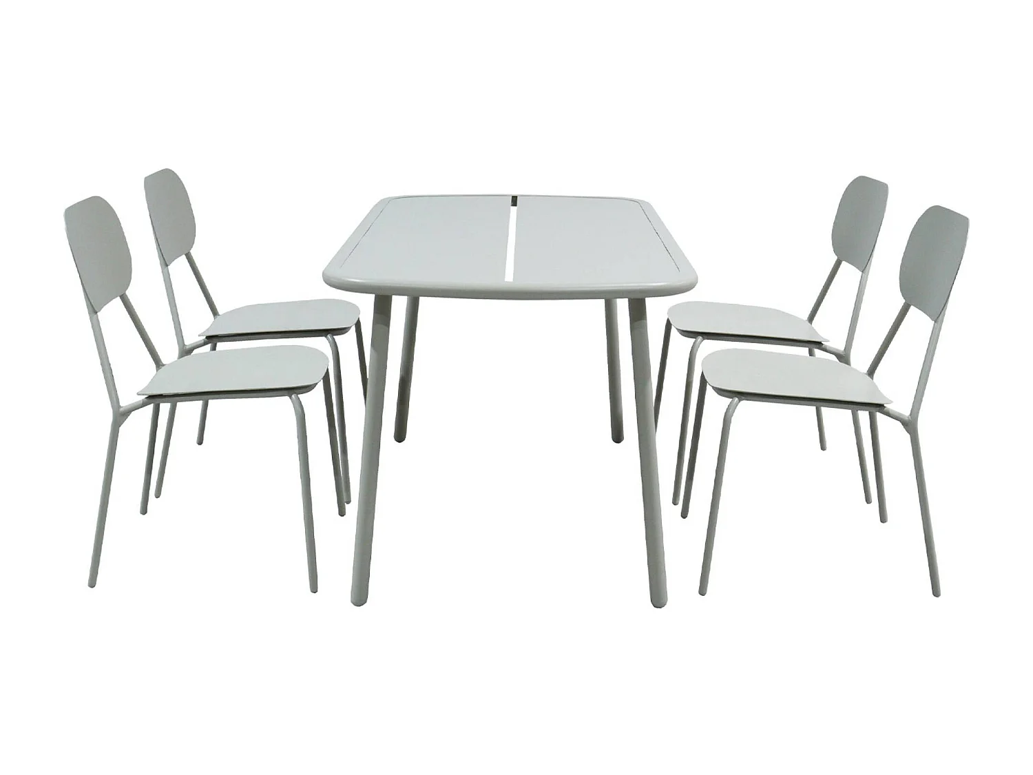 Table de jardin aluminium + 4 assises gris - Avelia
