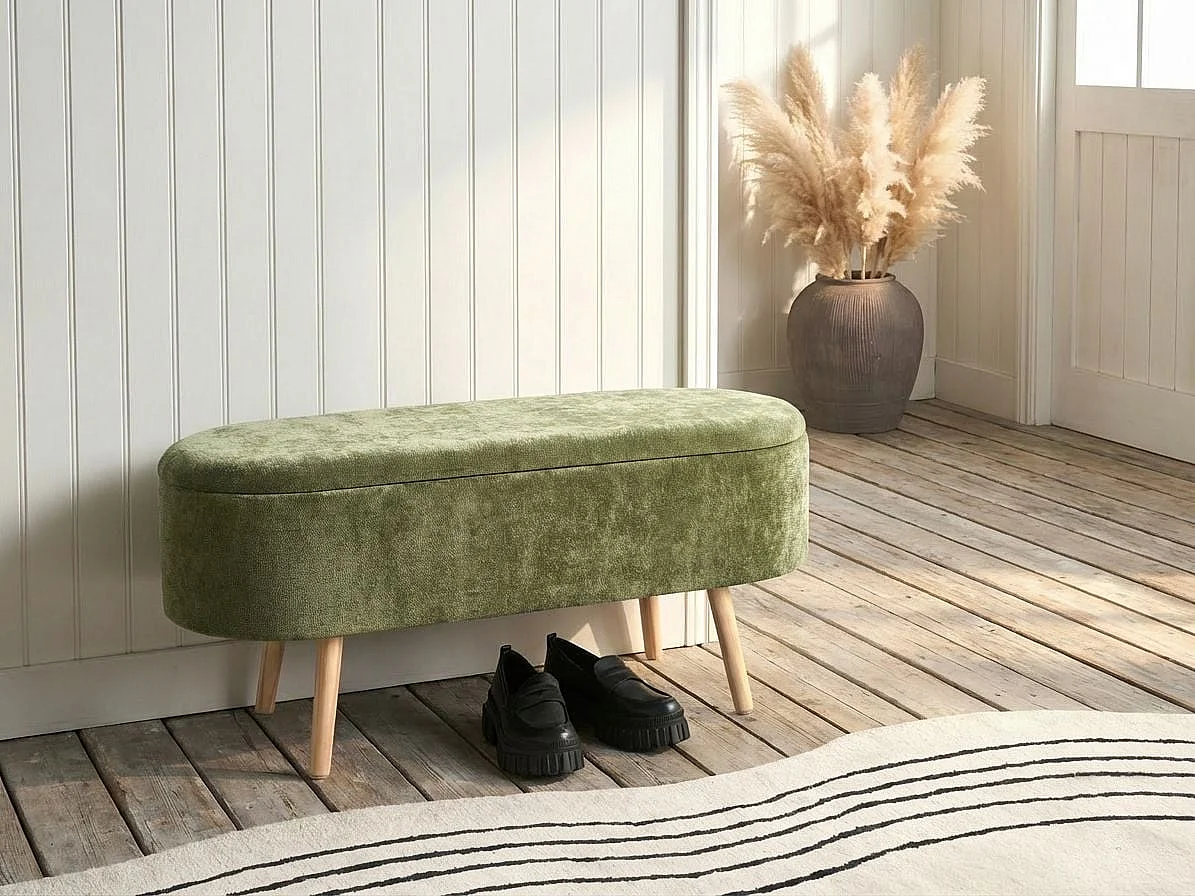 Banc de rangement en tissu vert OKLAHOMA