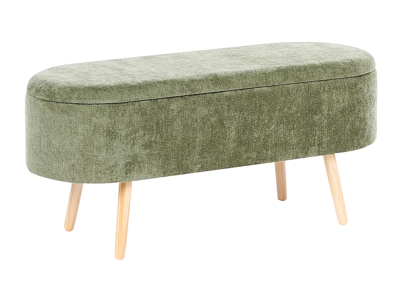 Banc de rangement OKLAHOMA Tissu chenille Vert