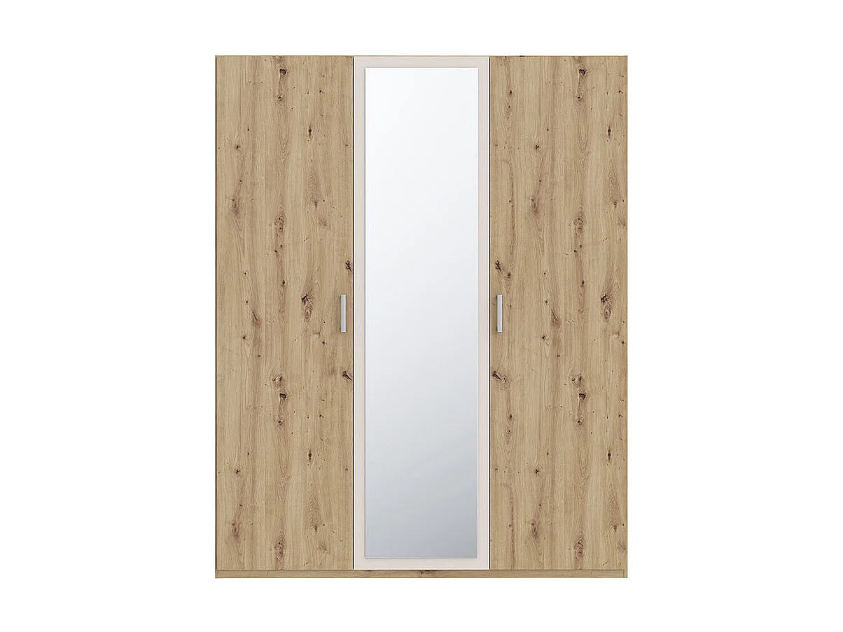 Armoire H. 210 cm décor chêne et sable avec portes battantes - DODOMA