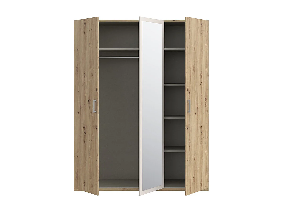 Armoire H. 210 cm décor chêne et sable avec portes battantes - DODOMA