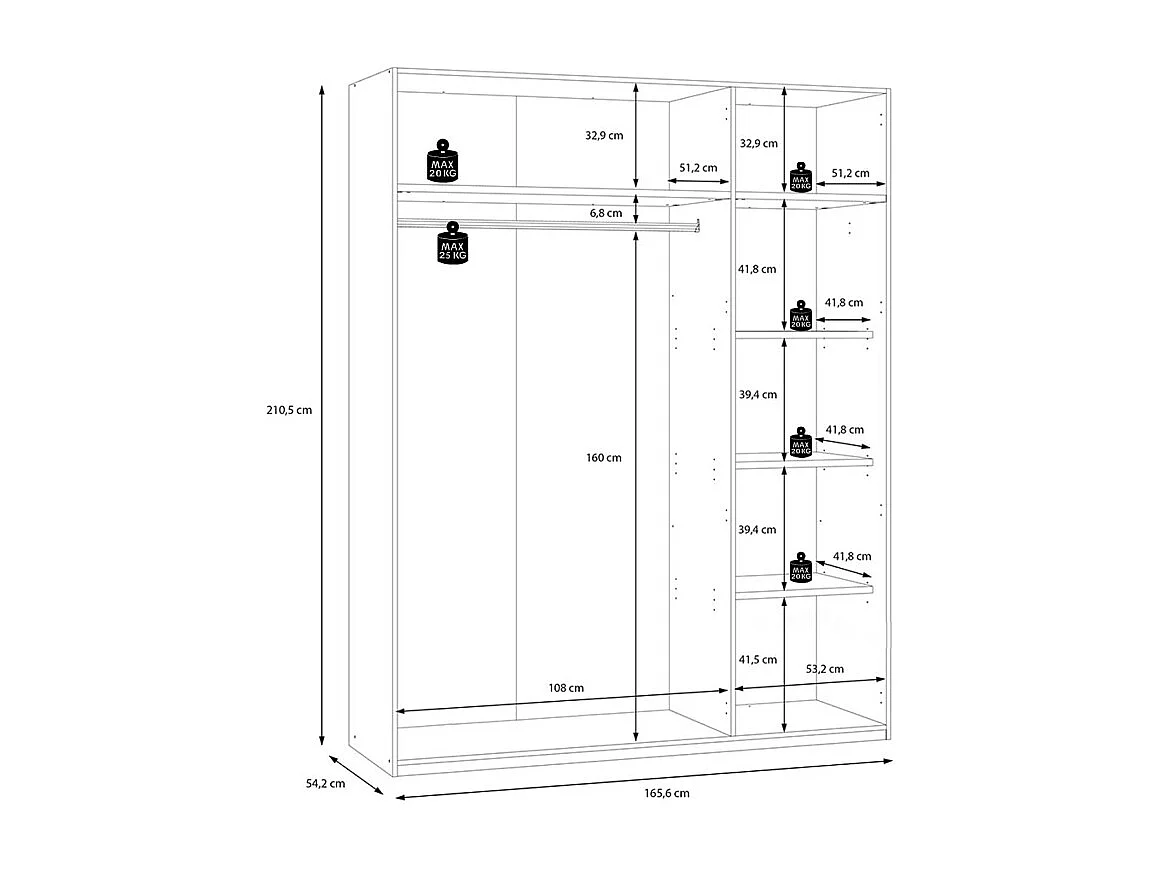 Armoire H. 210 cm décor chêne et sable avec portes battantes - DODOMA