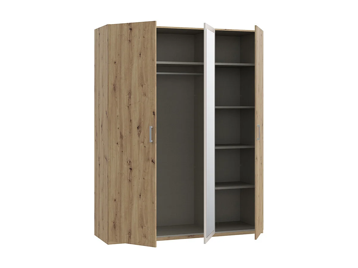 Armoire H. 210 cm décor chêne et sable avec portes battantes - DODOMA