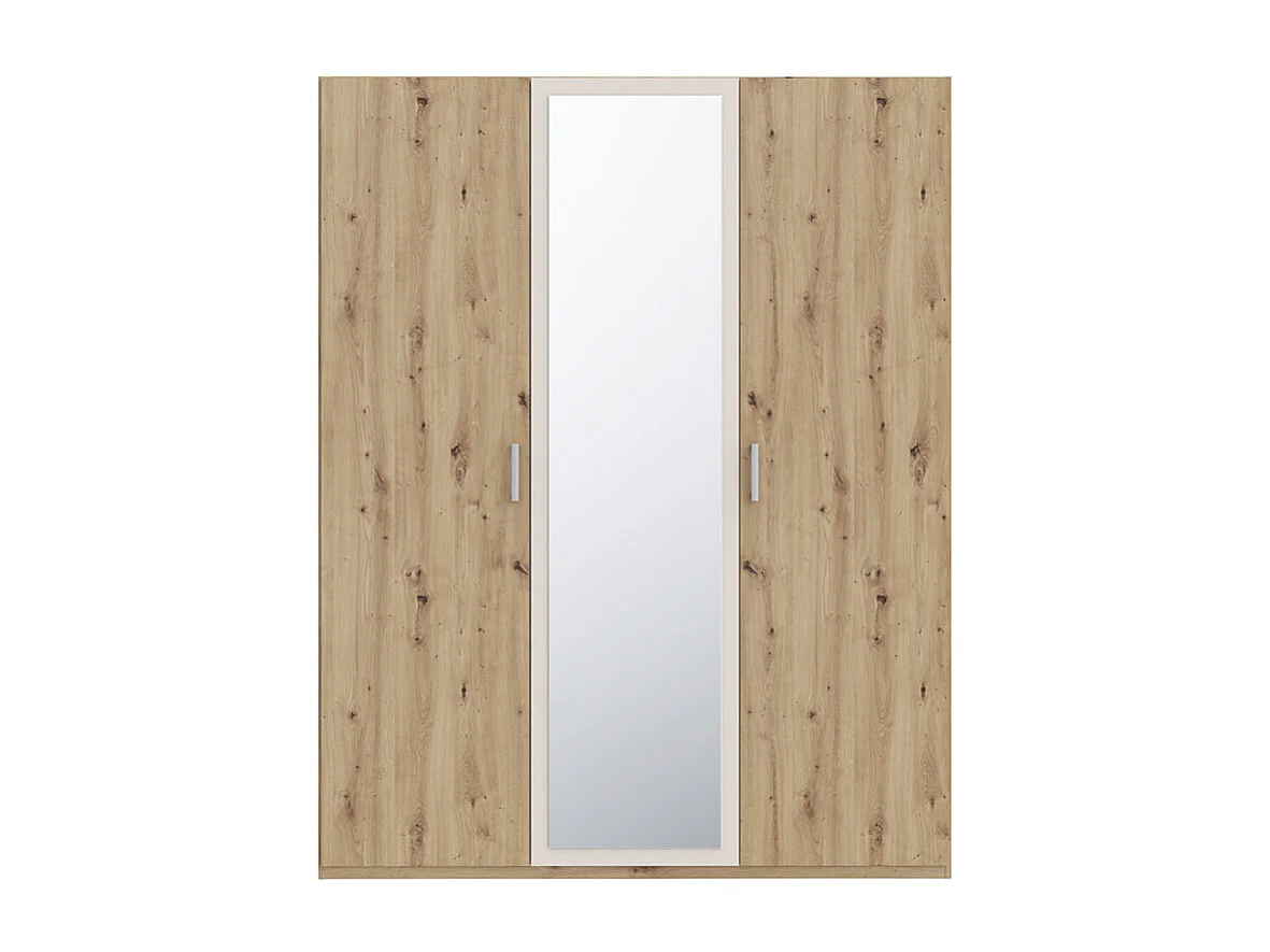 Armoire H. 210 cm décor chêne et sable avec portes battantes - DODOMA