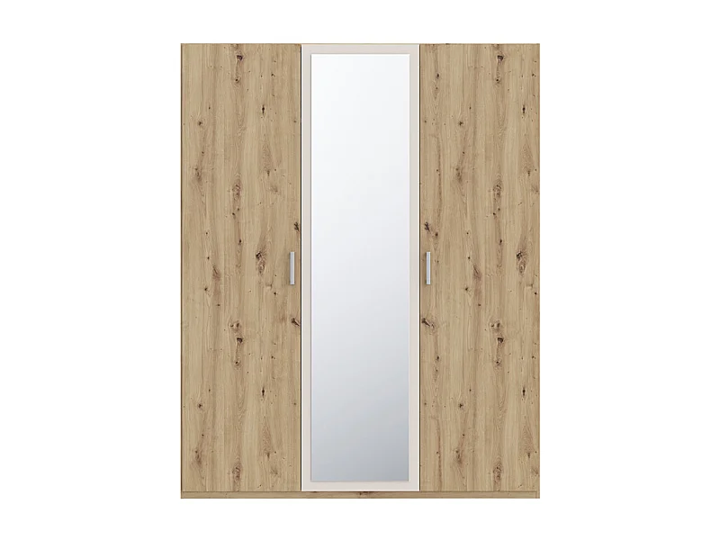 Armoire H. 210 cm décor chêne et sable avec portes battantes - DODOMA