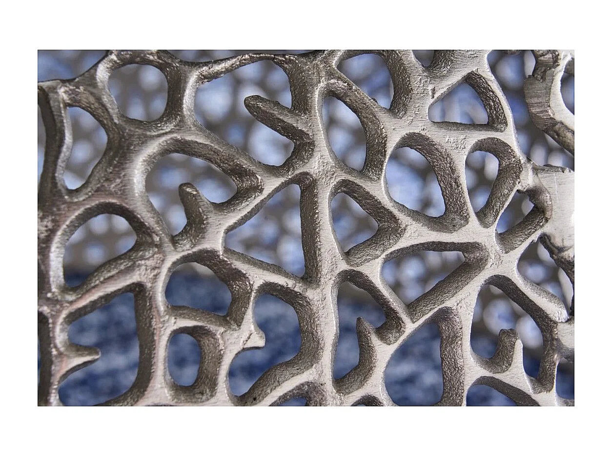 Lot de 2 tables basses METRIX argentées avec petit motif arrondi – Tables basses design en aluminium mat