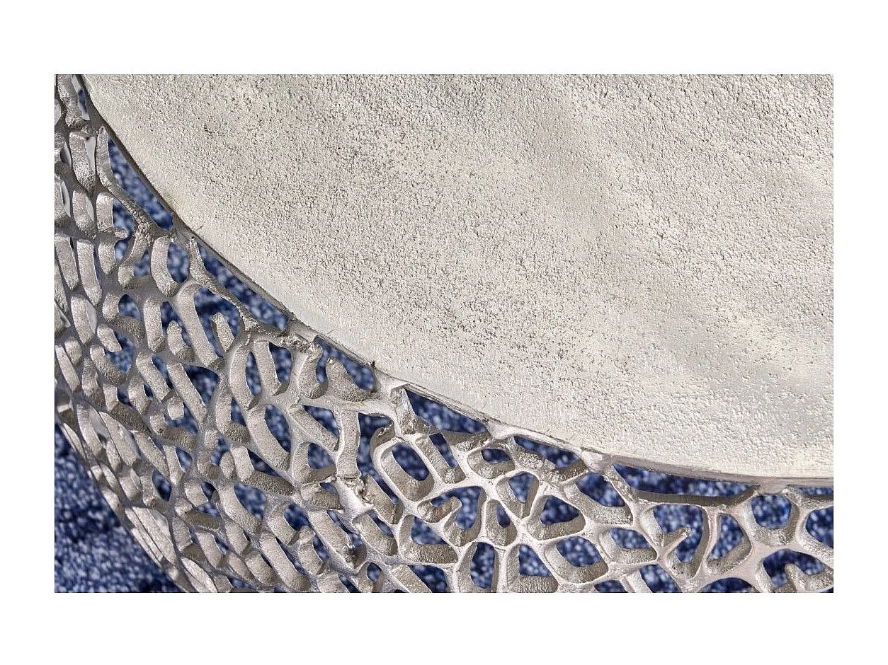 Set van 2 lage METRIX tafels in zilver met klein afgerond motief - Design lage tafels in mat aluminium