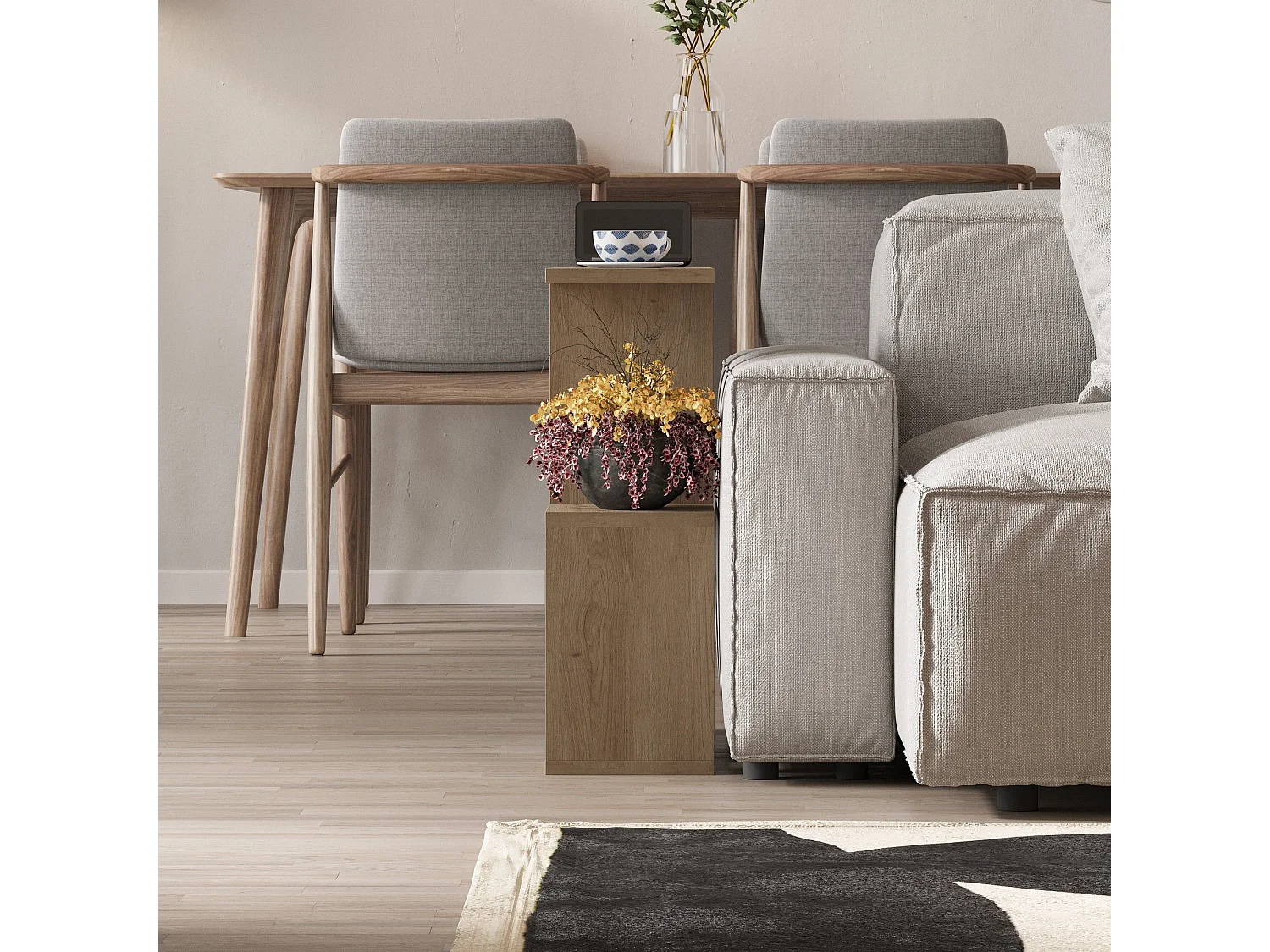 Table basse design Mery L60xH60cm Bois clair