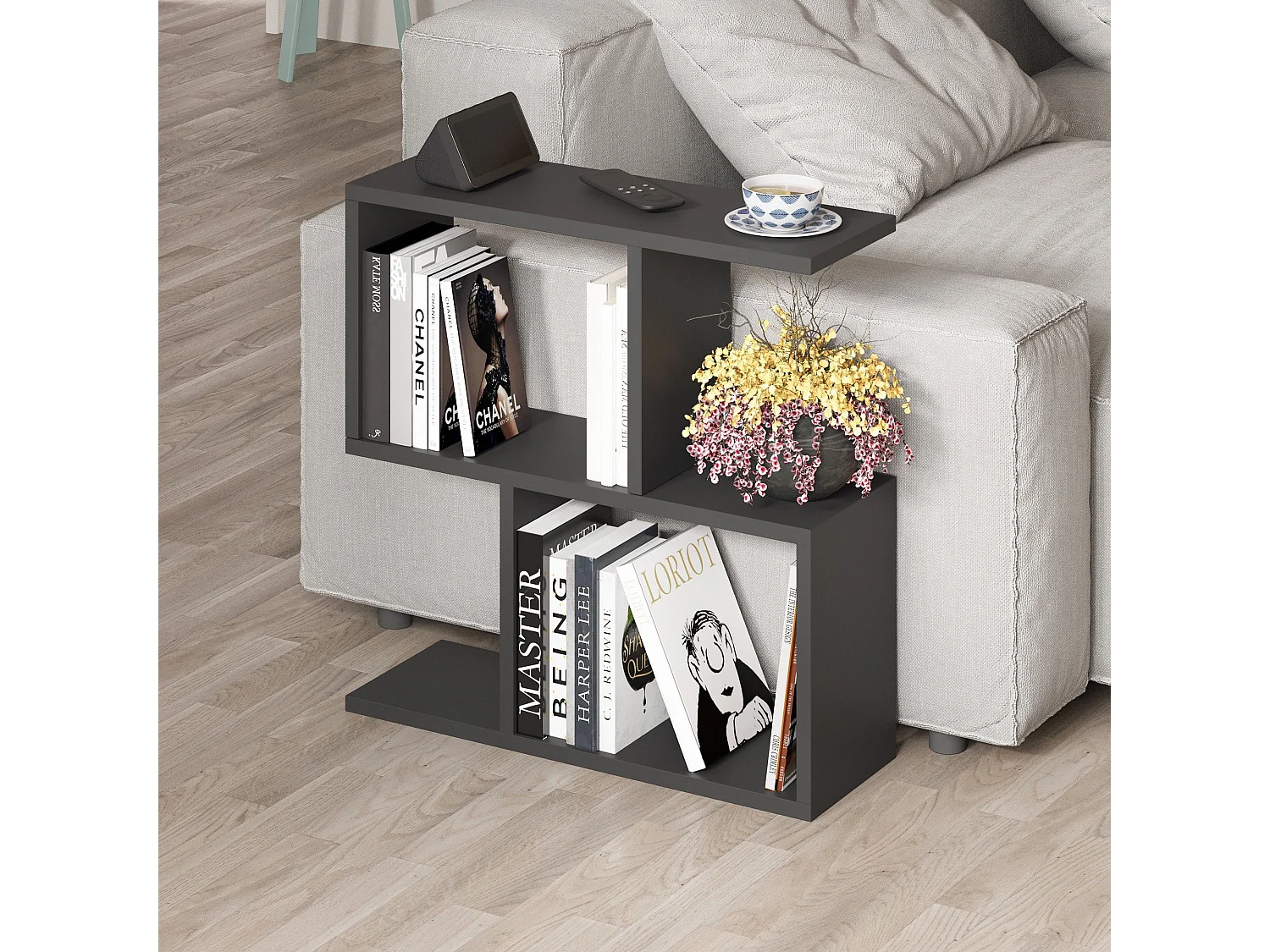 Table basse en bois "Homemania" 60 x 20 x 60 cm - Noir soyeux