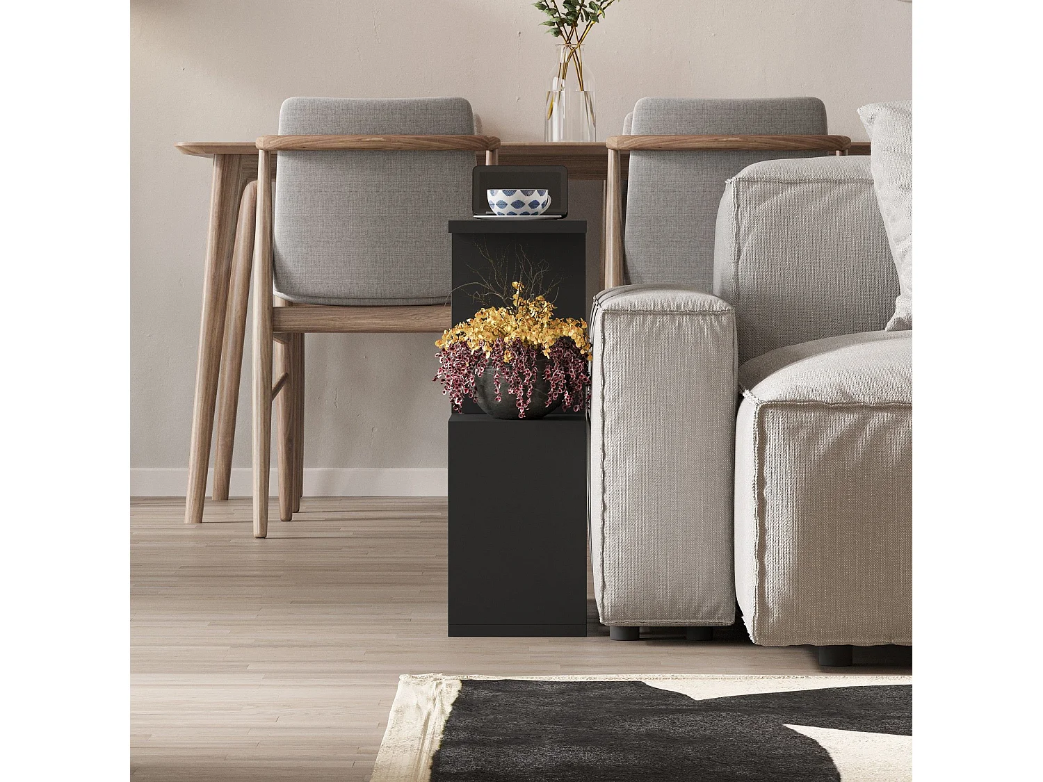 Table basse en bois "Homemania" 60 x 20 x 60 cm - Noir soyeux