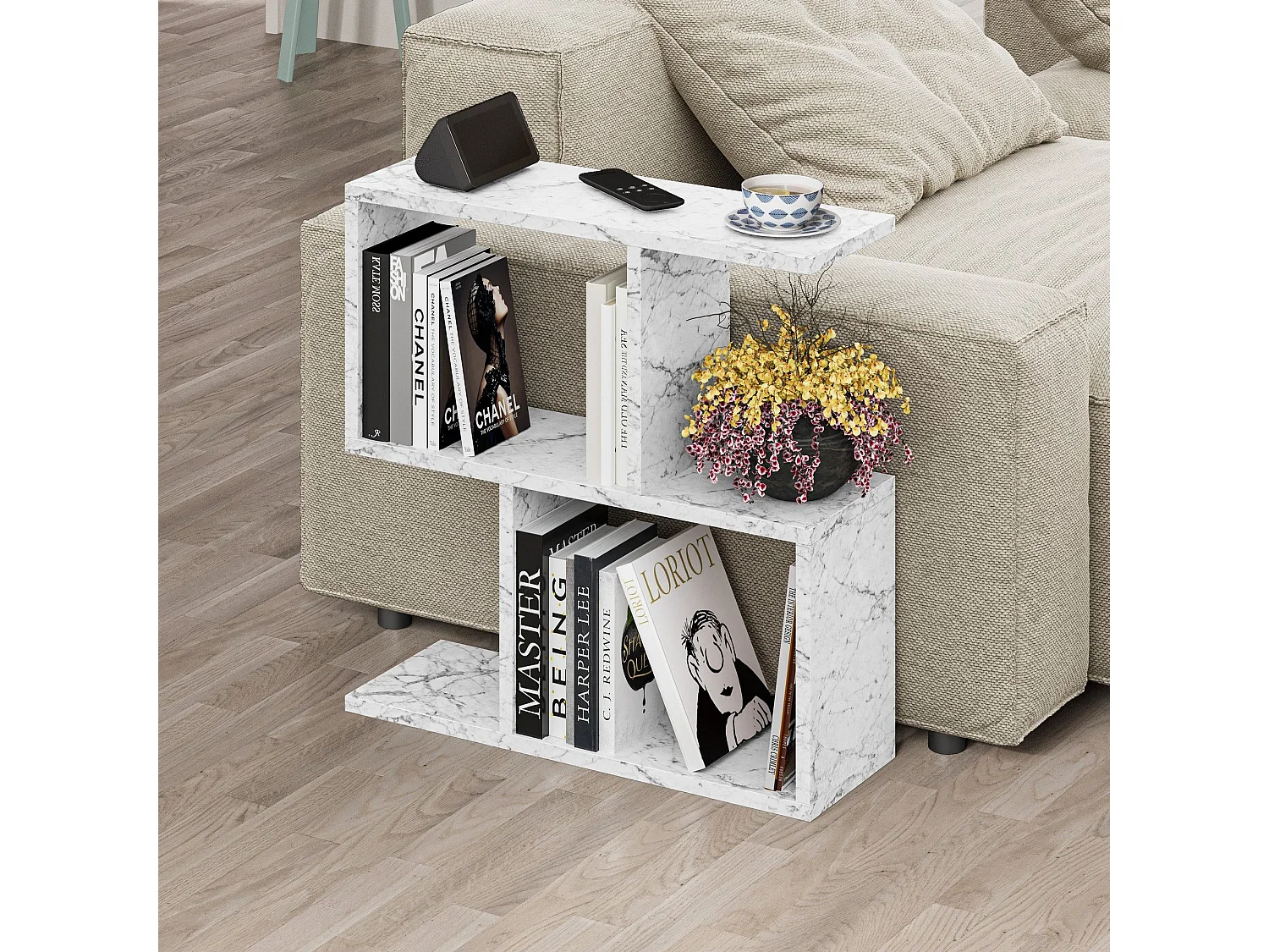 Table basse design Mery L60xH60cm Effet marbre blanc