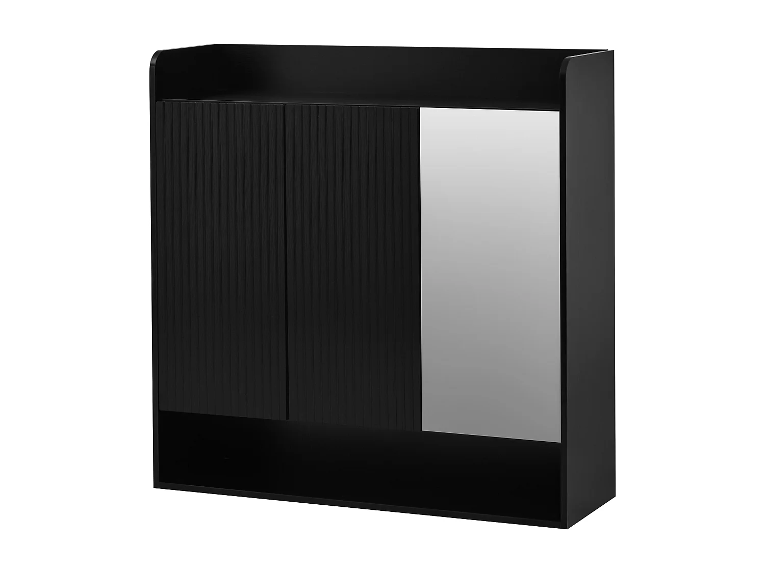 Schuhschrank 110x35,5x110 cm - mit Spiegel - mit 3 Türen - MDF - Schwarz