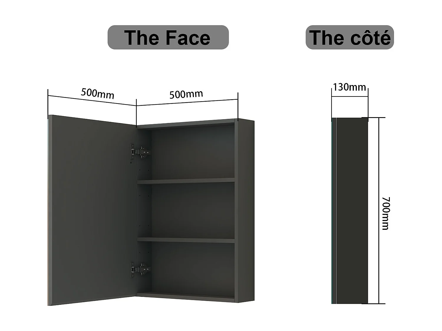 AICA Ensemble meuble de Salle de Bain Suspendu 100cm avec vasque à poser + 2*Colonne + Armoire salle de bain avec miroir, Anthracite + Chêne