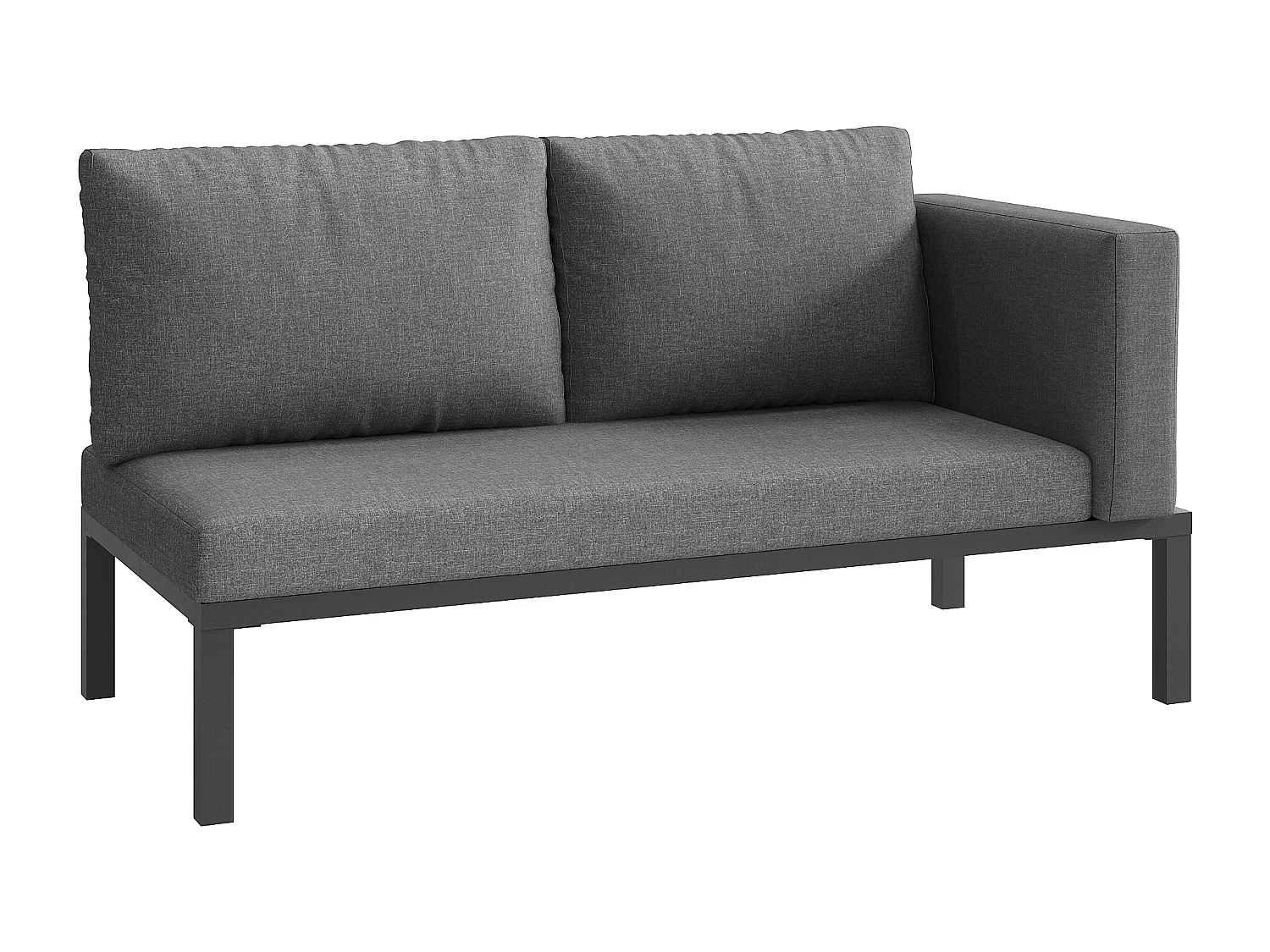 Salon ogrodowy, zestaw mebli na 8 osób, z żelaza ocynkowanego, 1 fotel i 2 taborety, kanapa narożna, stół jadalniany, Szary