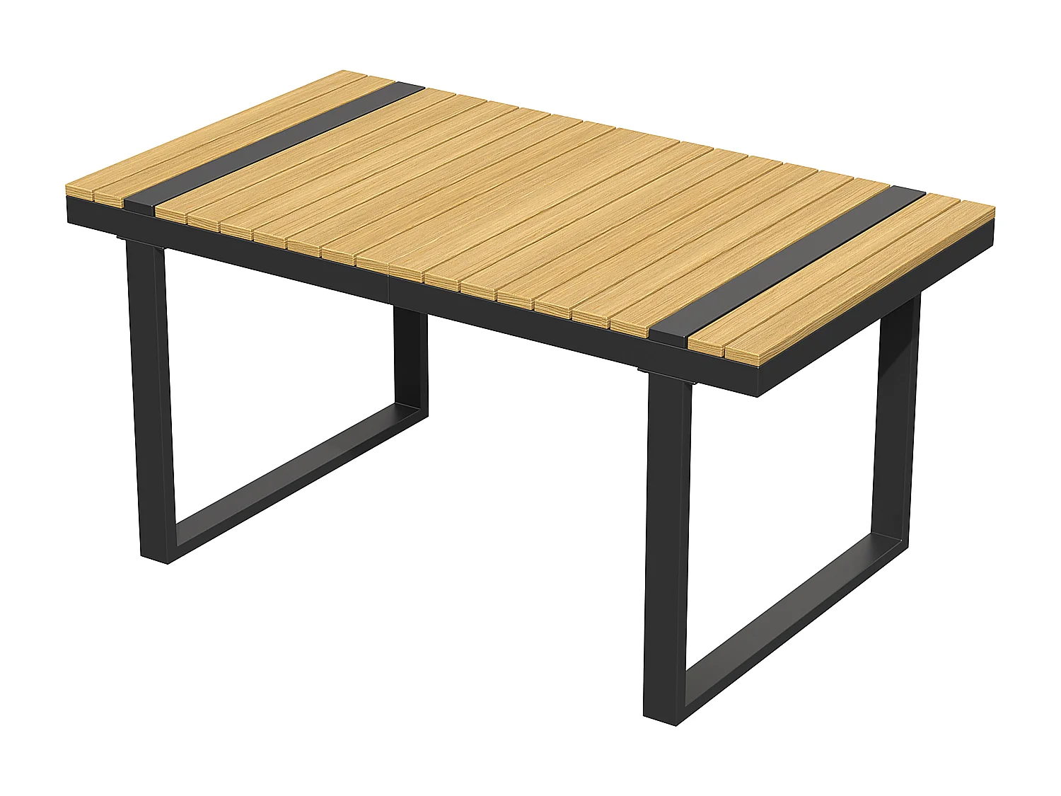 Salon de jardin - ensemble de meubles - 6 places - en fer galvanisé - canapé d'angle - avec table et un banc - plateau en bois plastique - Gris