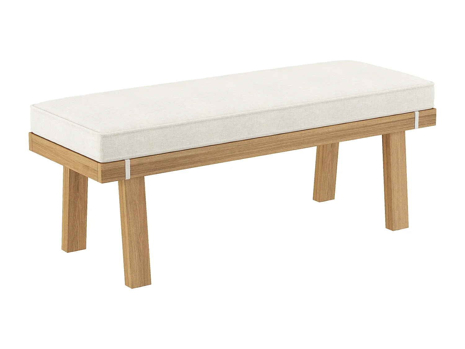 Tuinmeubelset, hoekbank + salontafel + een voetenbankje, para 5-6 personen, frame en blad van acacia, van koord, Natuur + Crème