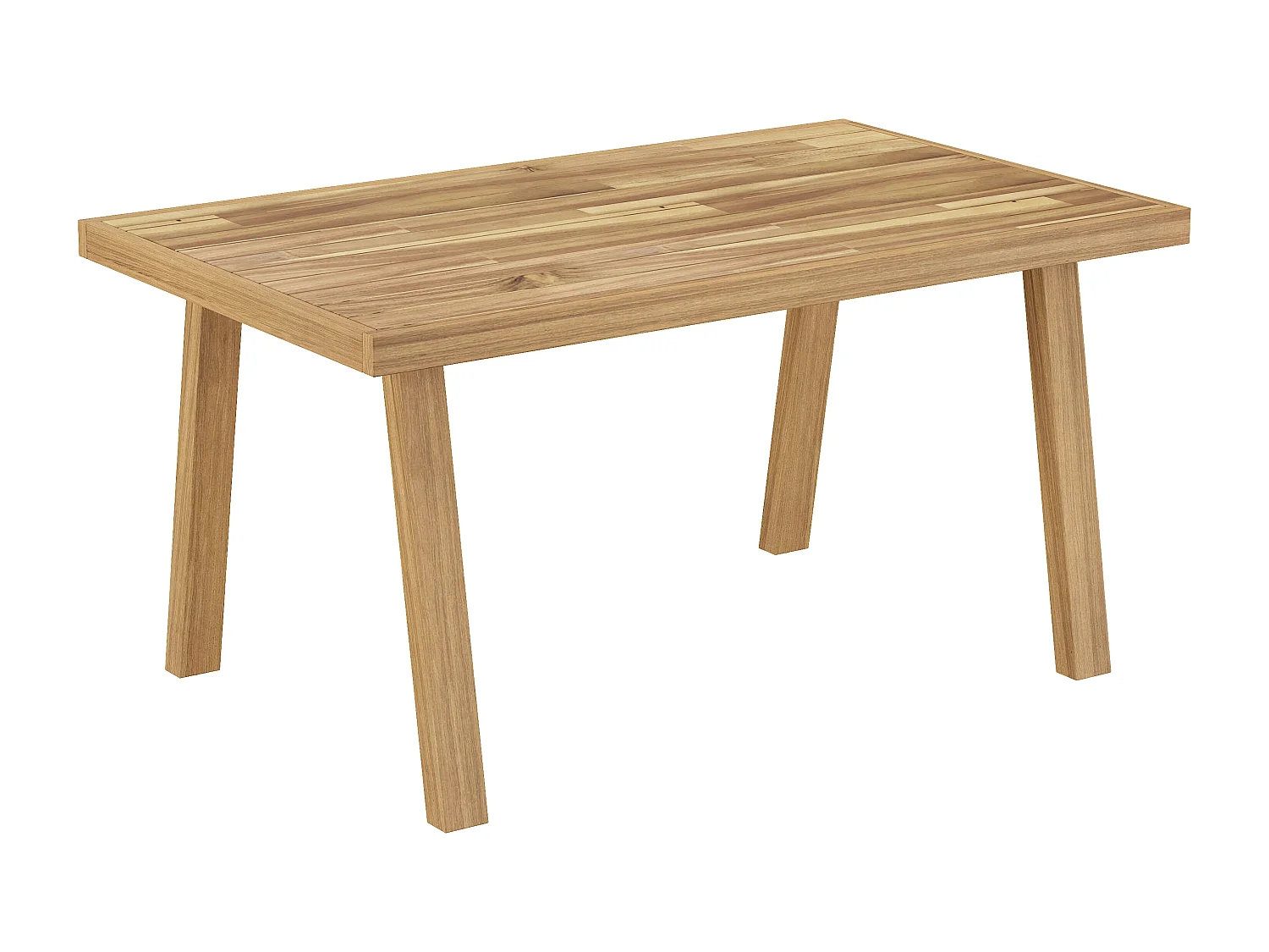 Ensemble de mobilier de jardin, canapé d'angle + table basse + un repose-pieds, pour 5-6 places, structure et plateau en acacia, en corde, Naturel + Crème