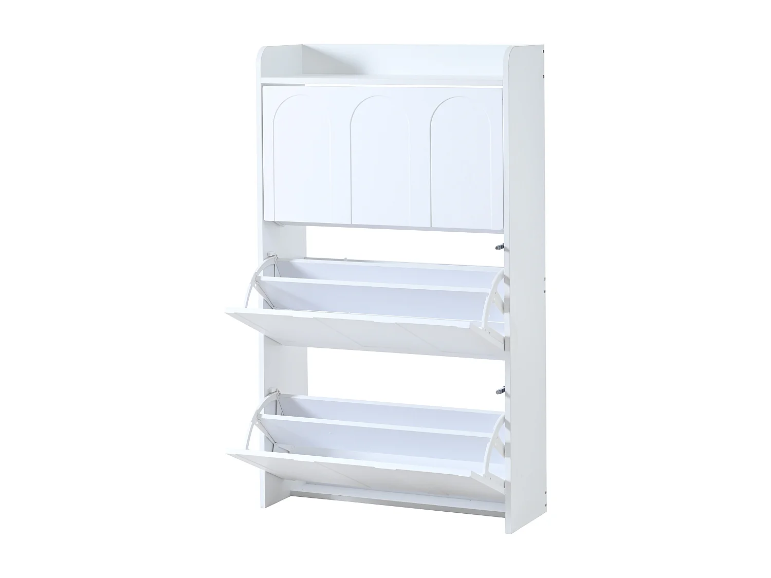 Schuhschrank 2-teilig - 140x25x120 cm - mit 12 Fächern - 6 Klapptüren - MDF - Weiß