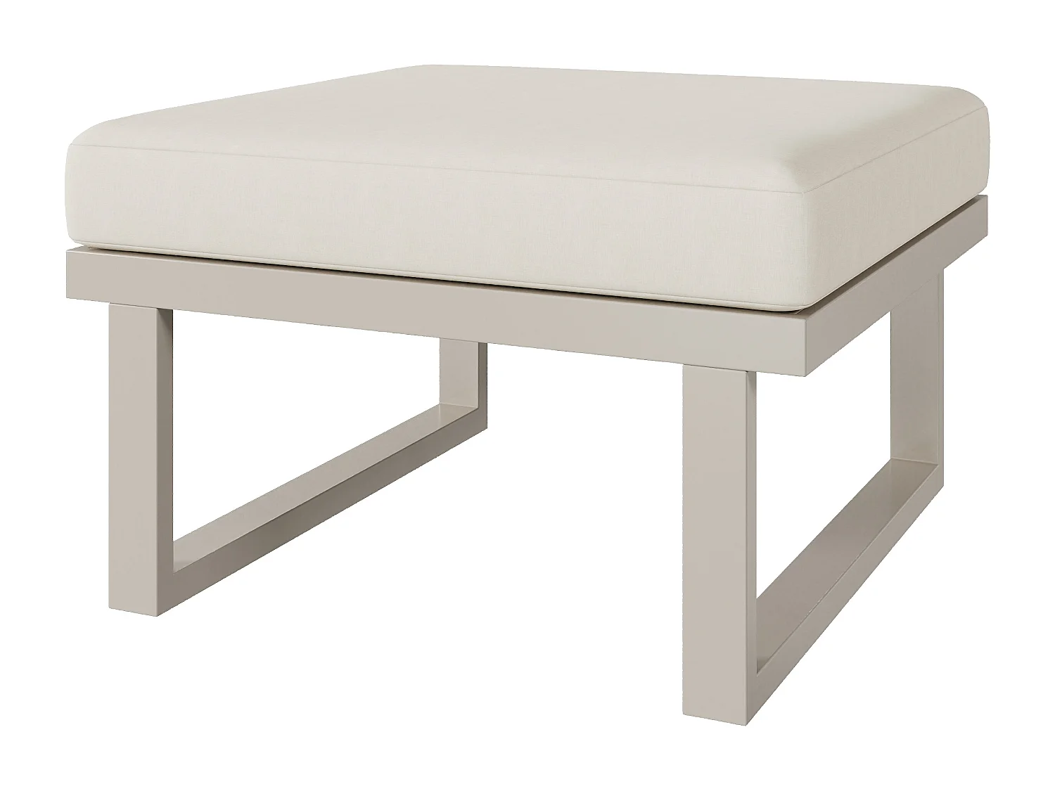 Salon de jardin, ensemble de meubles pour 7 places, en fer galvanisé, bois-plastique, canapé d'angle, 1 fauteuil, 1 repose-pieds et table basse, Beige