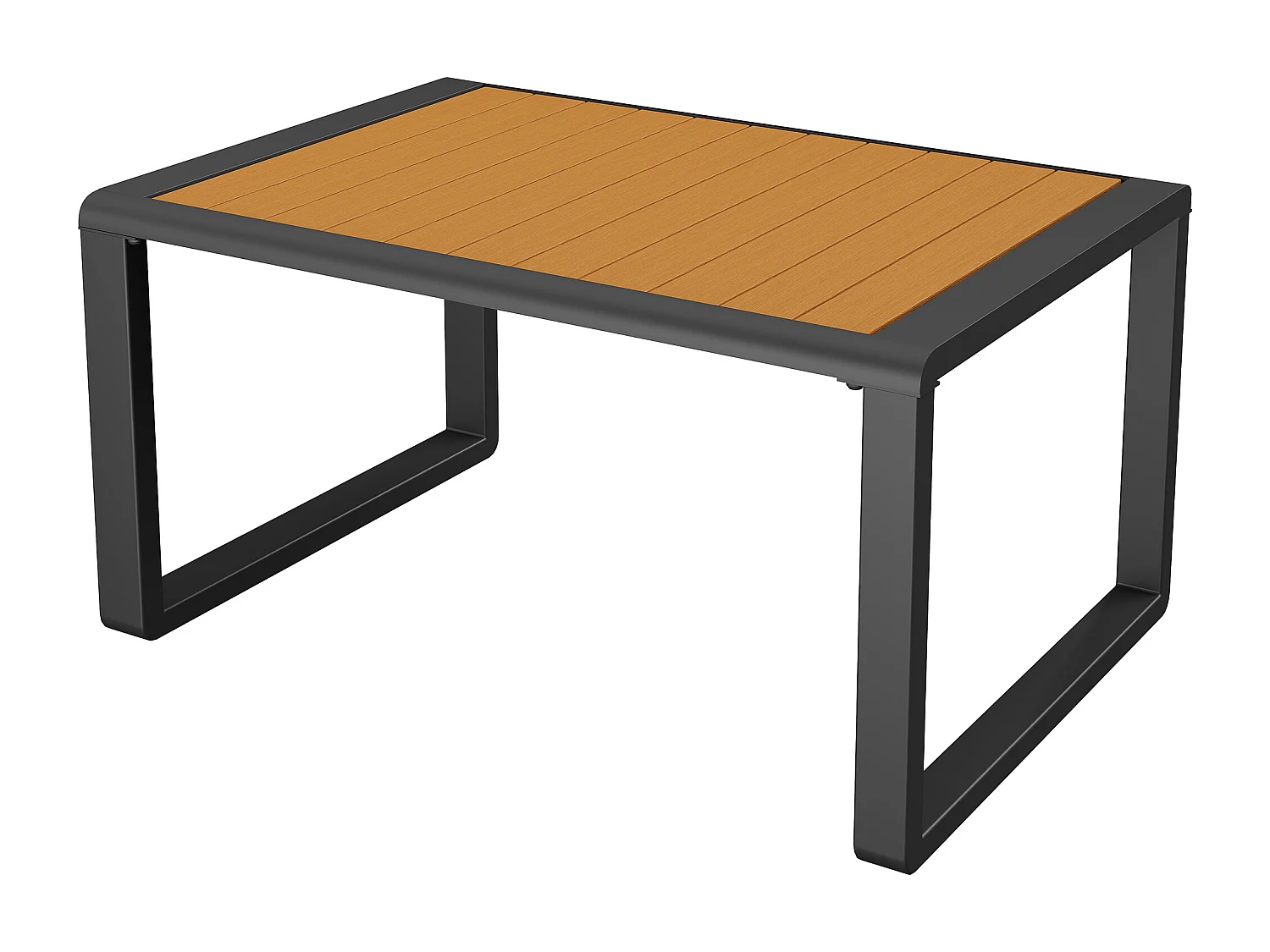 Garten-Salon, Möbelset aus Kunstholz für 4 Personen - 3-Personen-Sofa - aus verzinktem Eisen - Tische - 1 Hocker, Grau