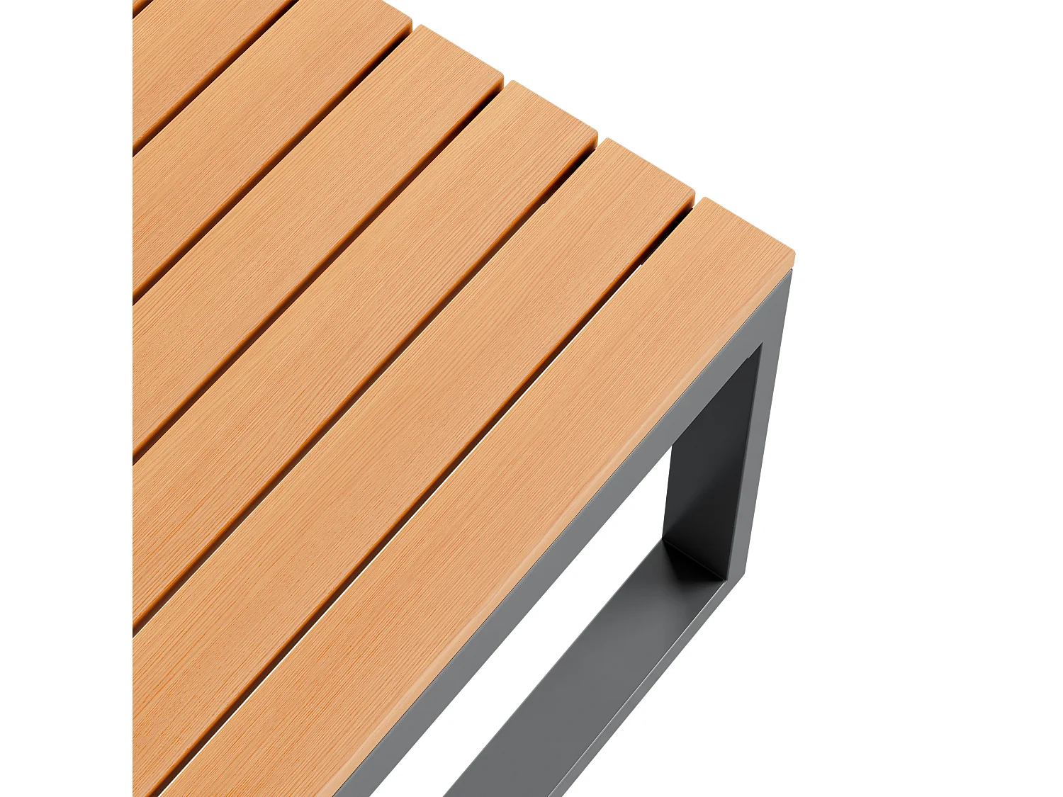 Salon de jardin - ensemble de meubles - 6 places - en fer galvanisé - canapé d'angle - avec table basse gigogne - plateau en bois plastique - Beige