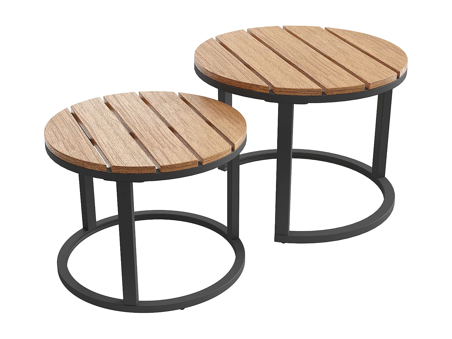 Salon de jardin, ensemble de meubles en rotin PE pour 6-8 personnes - canapé d'angle - en fer galvanisé - 1 fauteuil - table basse gigogne, Gris