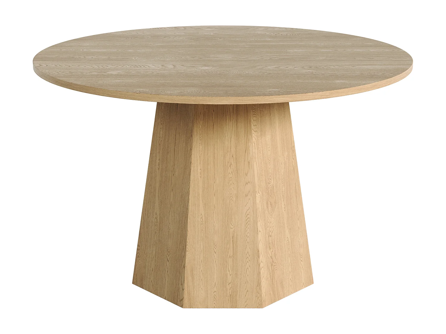 Table de salle à manger ronde 120x120x75cm - pour 4 à 6 personnes - Style nordique minimaliste - Placage chêne - Naturel