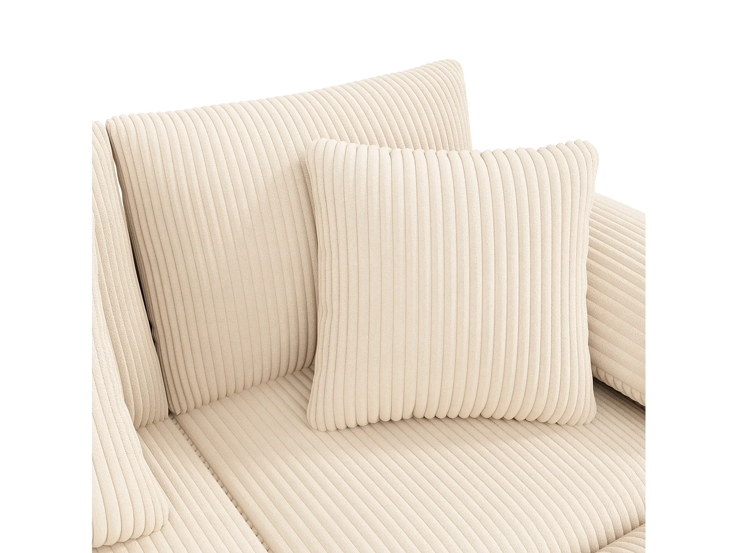 Canapé d'angle en U ou en L - avec enceinte Bluetooth - avec espace de rangement - chargeur sans fil + port USB - avec porte-gobelet - avec coussins - beige