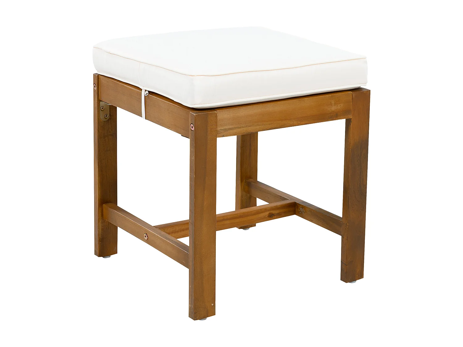 Ensemble de salle à manger de jardin pour 7 places, canapé, 2 canapés simples, 2 tabourets, table à manger, plateau en acacia, acier galvanisé, Beige