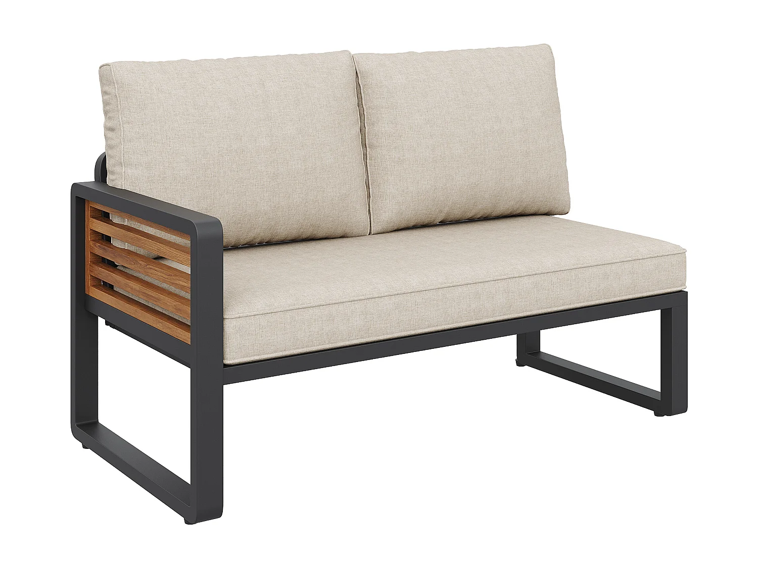 Salon de jardin, ensemble de meubles en bois-plastique pour 6-8 personnes  - canapé d'angle - en fer galvanisé - tables - 2 Chaises - Acacia, Beige