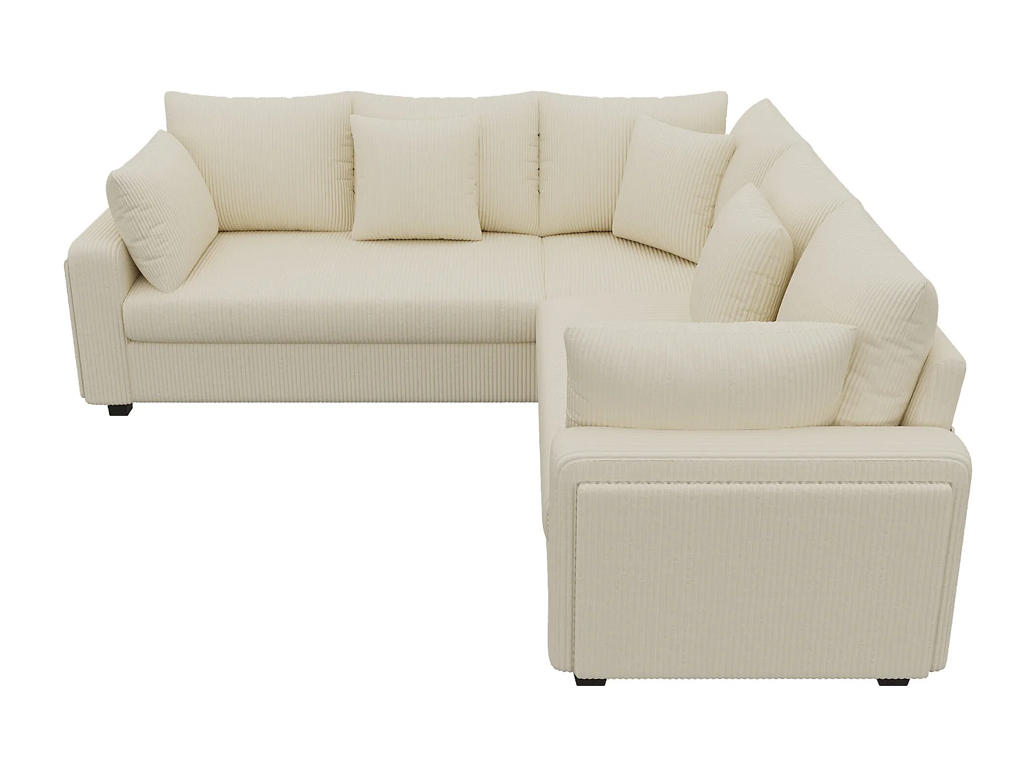 Canapé d'angle en L - 4 places - avec éclairage LED - port de chargement USB - velours côtelé- beige