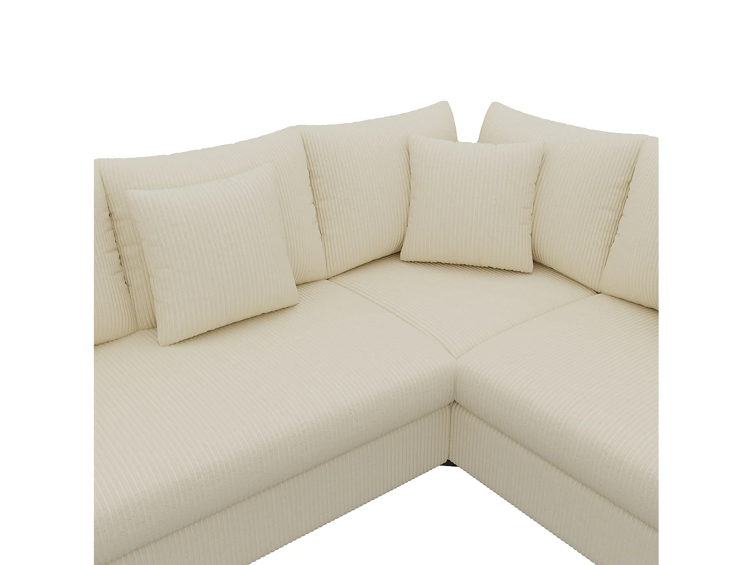 Canapé d'angle en L - 4 places - avec éclairage LED - port de chargement USB - velours côtelé- beige