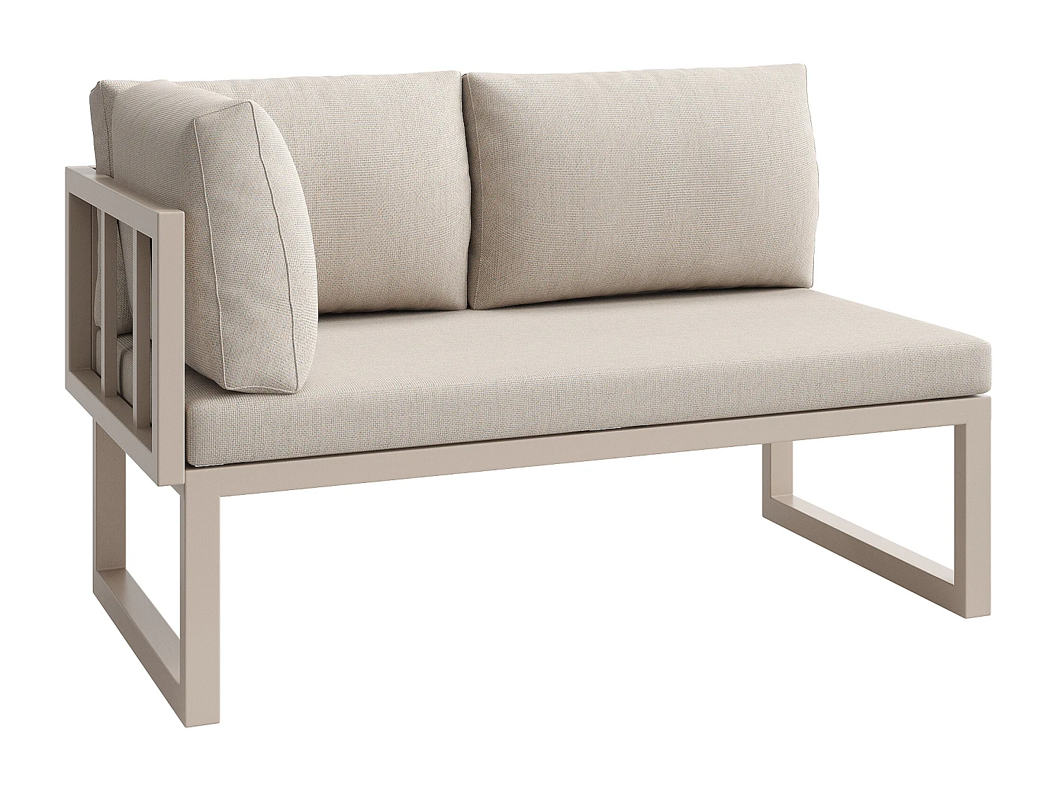 Salotto da giardino, set di mobili in rattano PE per 6-8 posti - divano angolare - in ferro zincato - Piano del tavolo dall'aspetto legno - panca, Beige