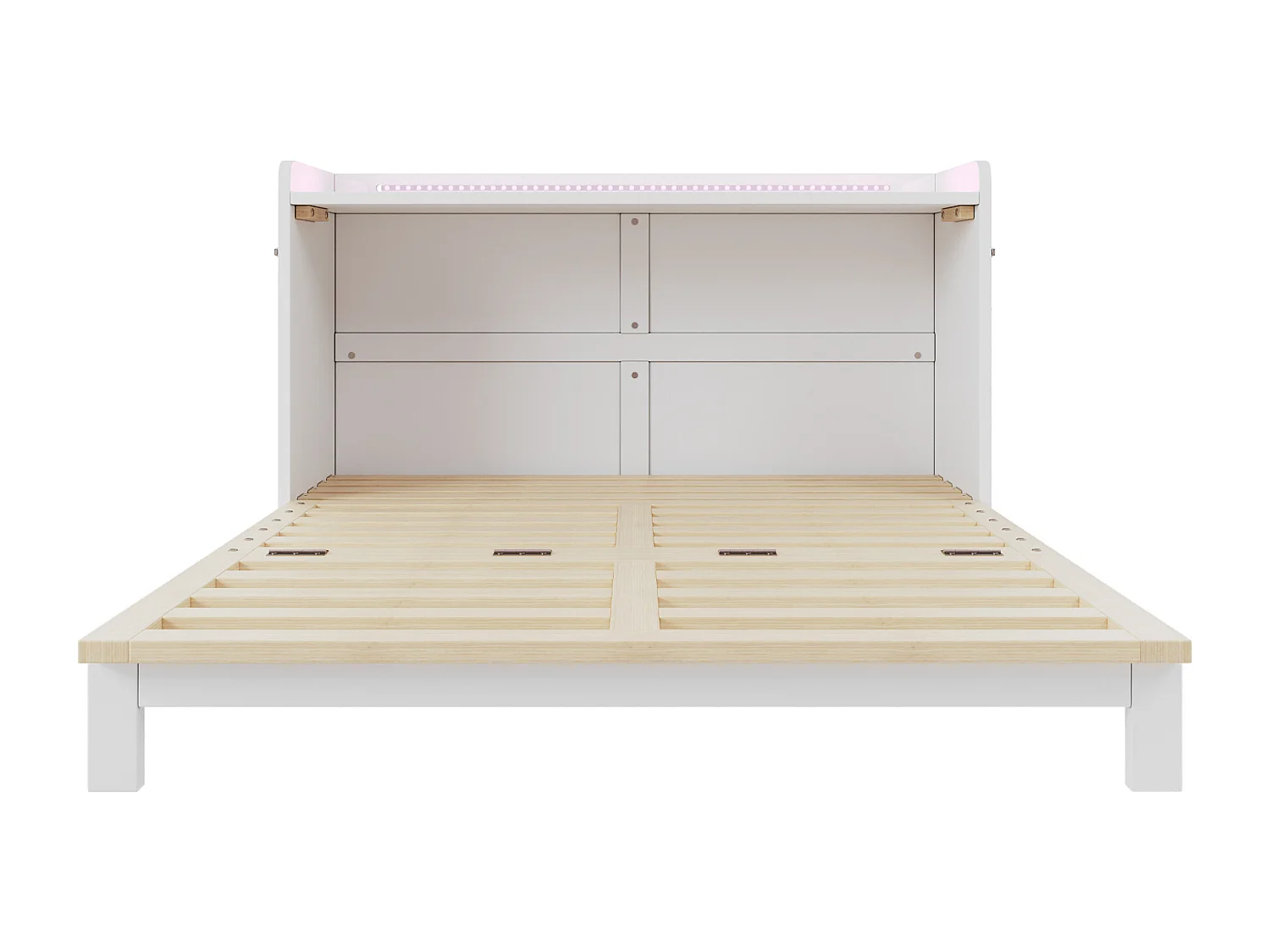 Lit escamotable 140x200 cm - avec port USB + prise électrique - avec éclairage LED - Lit convertible - blanc (matelas non inclus)
