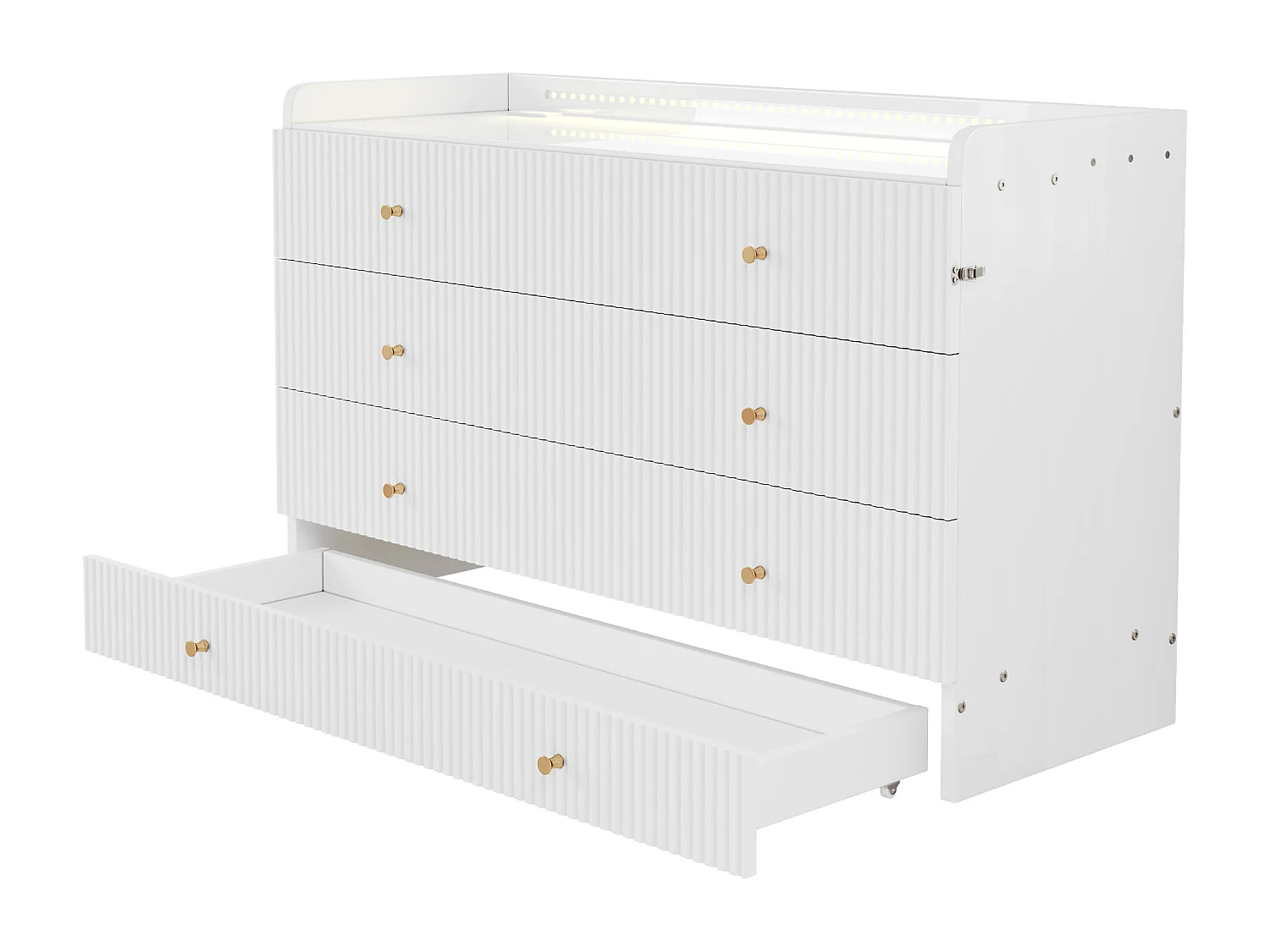 Lit escamotable 140x200 cm - avec port USB + prise électrique - avec éclairage LED - Lit convertible - blanc (matelas non inclus)