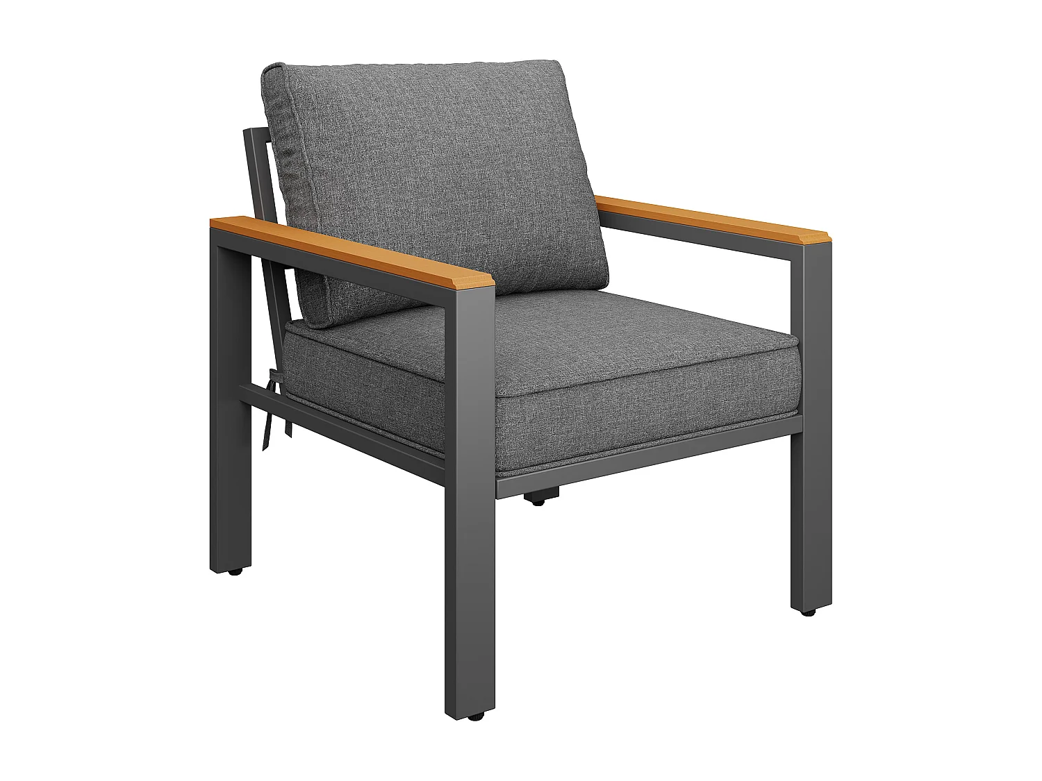 Garten-Salon, Möbelset aus Kunstholz für 6-7 Personen - 3-Personen-Sofa - aus verzinktem Eisen - Tische - 2 Sessel - Bank, Grau