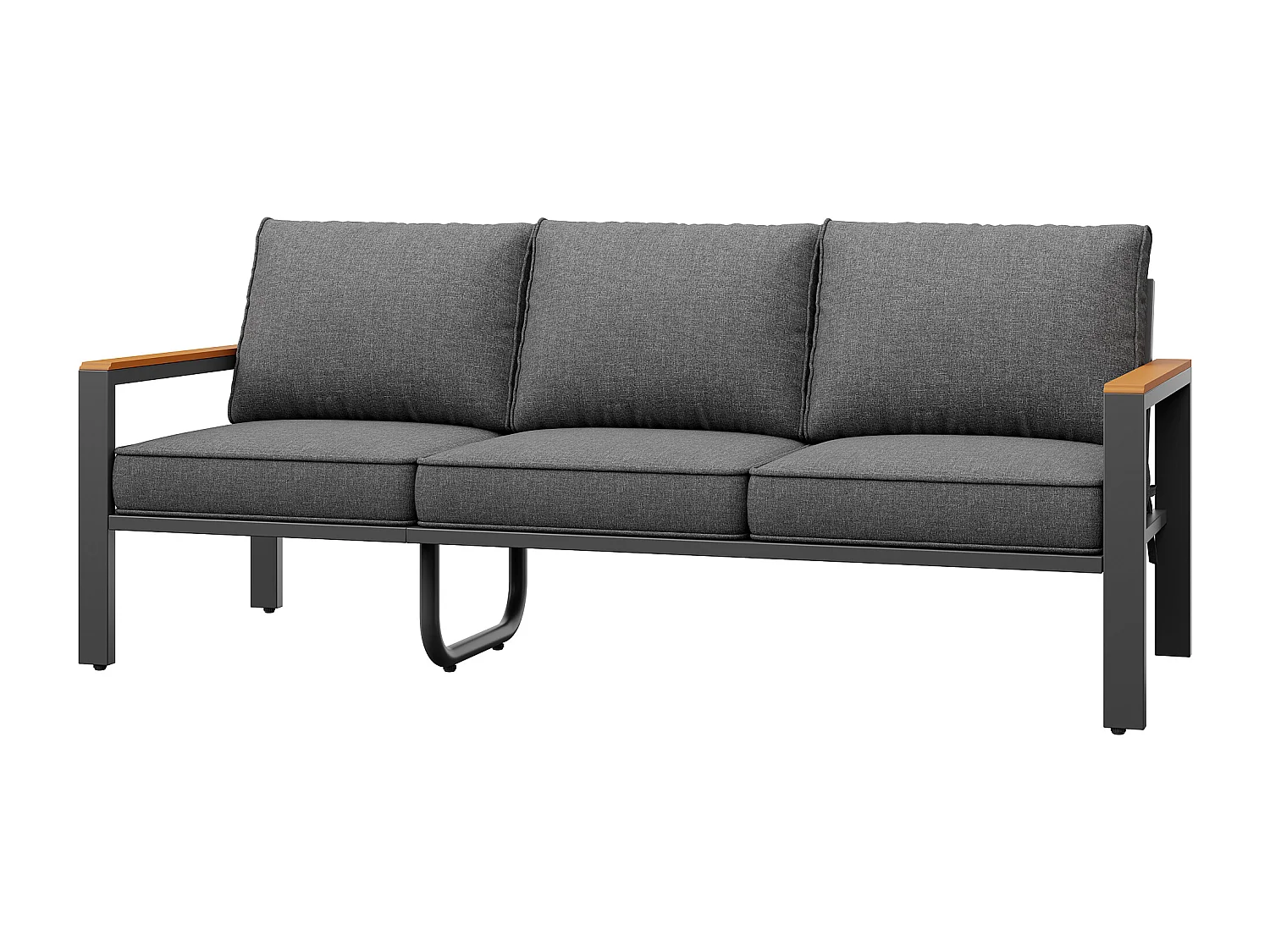 Garten-Salon, Möbelset aus Kunstholz für 6-7 Personen - 3-Personen-Sofa - aus verzinktem Eisen - Tische - 2 Sessel - Bank, Grau