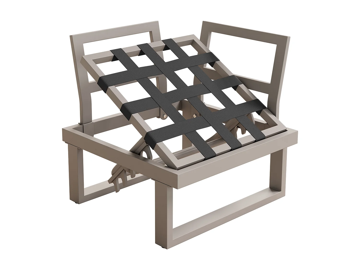 Salon de jardin - ensemble de meubles - 6 places - en acier galvanisé - canapé d'angle - 2 tables basses - plateau en bois plastique - Kaki