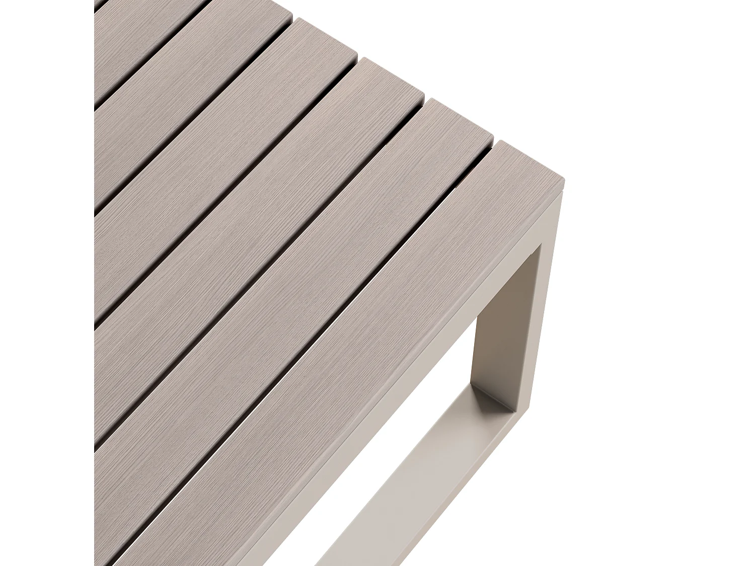 Salon de jardin - ensemble de meubles - 6 places - en acier galvanisé - canapé d'angle - 2 tables basses - plateau en bois plastique - Kaki