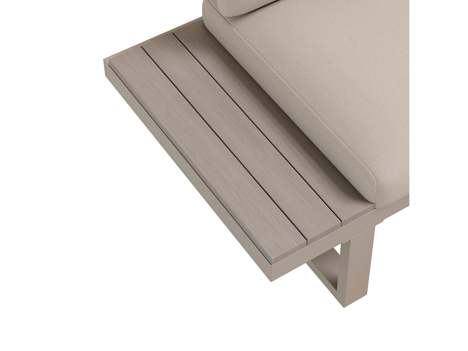 Salon de jardin - ensemble de meubles - 6 places - en acier galvanisé - canapé d'angle - 2 tables basses - plateau en bois plastique - Kaki