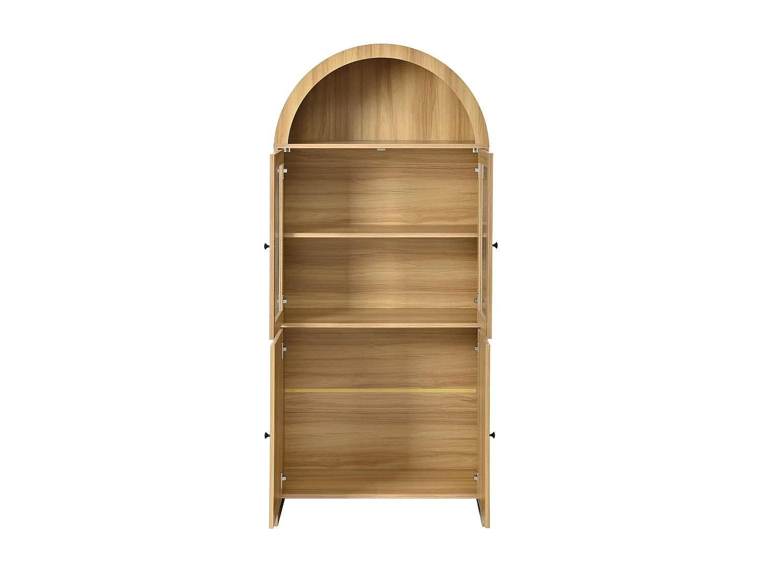 Geschwungene Vitrine 78x40x176 cm - 4 Türen - Glasvitrine - Spanplatten - Natur