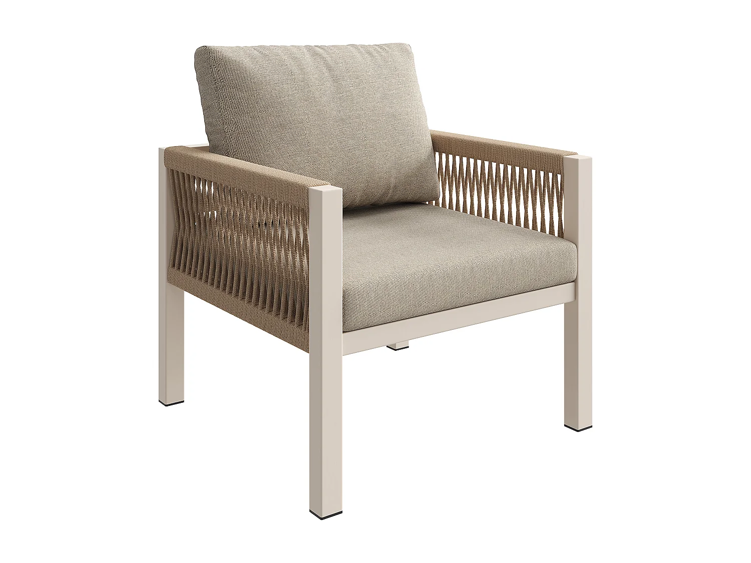 Salon de jardin, ensemble de meubles en rotin PE pour 6-7 personnes - cordage - canapé d'angle - en fer galvanisé - tables - fauteuils - banc, Beige