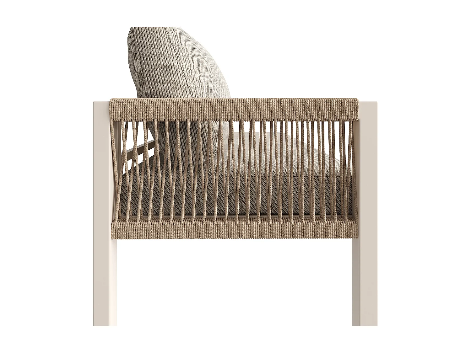 Salon de jardin, ensemble de meubles en rotin PE pour 6-7 personnes - cordage - canapé d'angle - en fer galvanisé - tables - fauteuils - banc, Beige