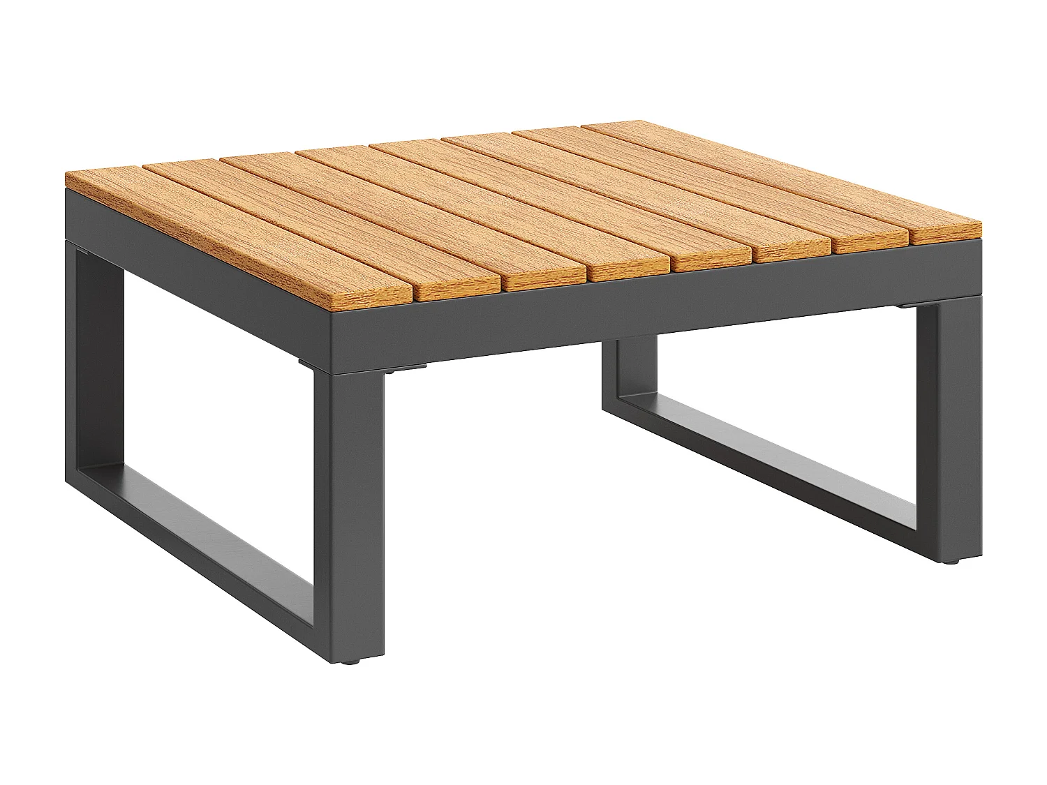 Garten-Salon, Möbelset aus Kunstholz für 6-7 Personen - Ecksofa - aus verzinktem Eisen - Tische - 1 Stuhl - Bank, Grau